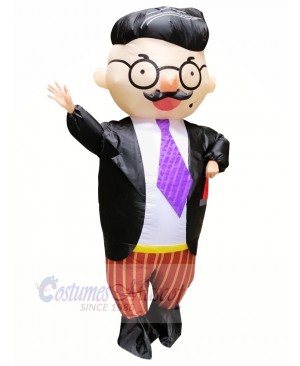 Handsome Boss with Glasses Inflatable Mascot Costumes Cartoon