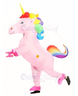 Rainbow Unicorn Horse Blow Up InflInflatable Costume Halloween For Adults