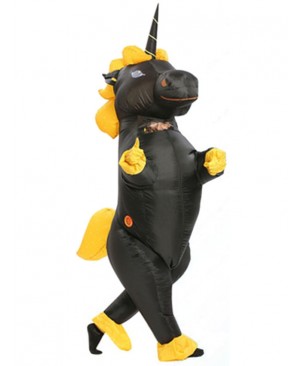 Black Unicorn Horse Blow Up InflInflatable Costume Halloween For Adults