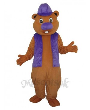 Purple Beaver Mascot Adult Costume