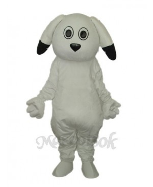 Black Ears White Dog Mascot Adult Costume