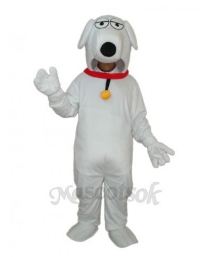 White Dog with Necklet Mascot Adult Costume