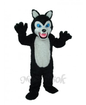 Long-haired Black Wolf Mascot Adult Costume