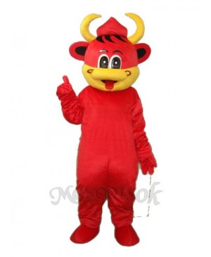 Yellow Mouth Red Cow Mascot Adult Costume Animal
