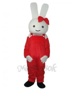 Easter Red Overall  Rabbit Mascot Adult Costume