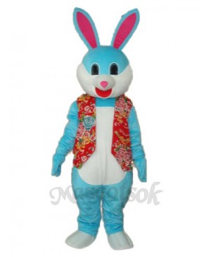 Easter Blue Rabbit in Red Vest Mascot Adult Costume