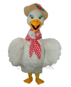 Eyelashes White Swan Mascot Adult Costume