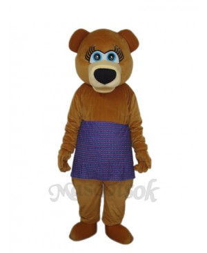 Brown Bear in Purple Skirt Mascot Adult Costume