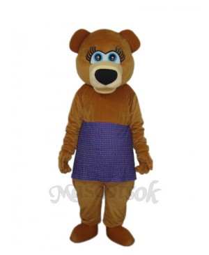 Brown Bear in Purple Skirt Mascot Adult Costume