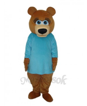 Ms.Bear in Blue T-shirt Mascot Adult Costume