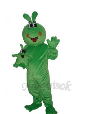 Happy Green Worm Mascot Adult Costume