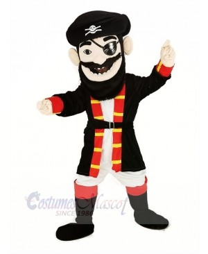 Beard Pirate in Red Coat Mascot Costume People