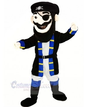 Beard Pirate in Blue Coat Mascot Costume People