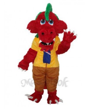 Long Wool Red Dragon Mascot Adult Costume