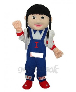 Cowgirl (blue overalls) Mascot Adult Costume