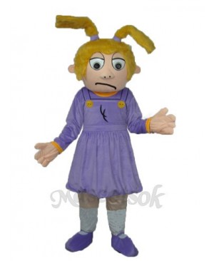 Crying Girl Purple Sad Girl Mascot Adult Costume