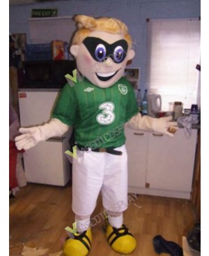 High Quality Adult Superhero in Green Shirt Mascot Costume