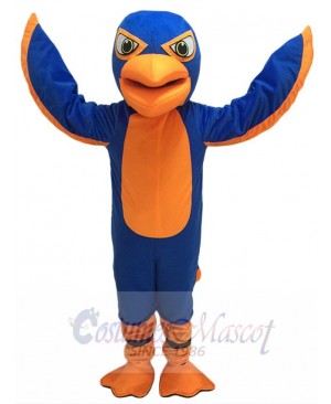 New Friendly Royal Blue and Orange Falcon Mascot Costume