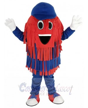 Blue and Red Car Wash Cleaning Brush Mascot Costume