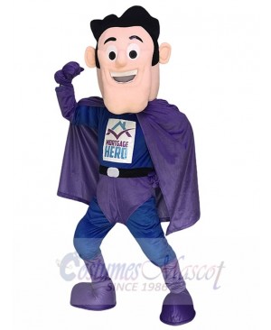 Super Hero in Purple and Blue Mascot Costumes People