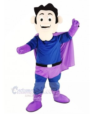 Super Hero with Purple Cloak Mascot Costume People