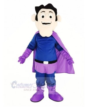 Super Hero with Purple Cloak Mascot Costume People