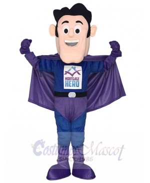 Super Hero in Purple and Blue Mascot Costumes People