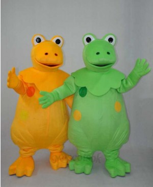 Yellow and Green Dinosaur Brothers Plush Adult Mascot Costume