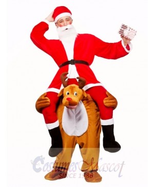 Reindeer Carry Me Mascot Costume Reindeer Carry Santa Claus Fancy Dress