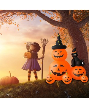 6ft Inflatable Witch Pumpkins with Black Cat with LED lights Halloween Holiday Decoration Outdoor Yard Lawn Art Decor