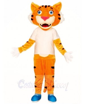 Cute White Shirt Tiger Mascot Costumes Animal