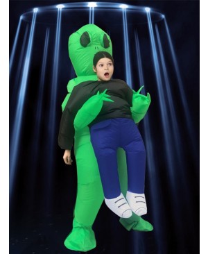 Green Alien ET Carry me Monster Inflatable Blow Up Halloween Xmas Costumes for Kids