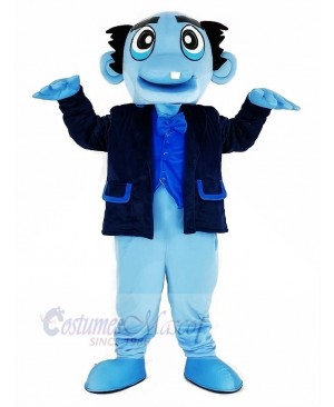 Blue Ghost with Black Coat Mascot Costume