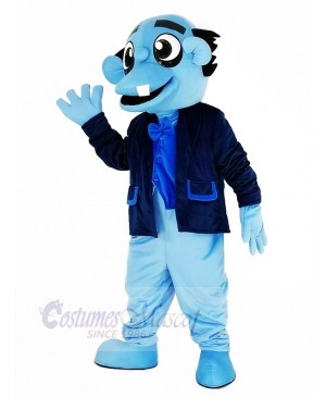 Blue Ghost with Black Coat Mascot Costume