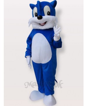 Blue Cat Short Plush Adult Mascot Costume
