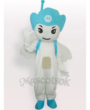 Blue Moto Angel Short Plush Adult Mascot Costume