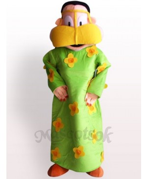 Fat Woman In Green Clothes Plush Adult Mascot Costume