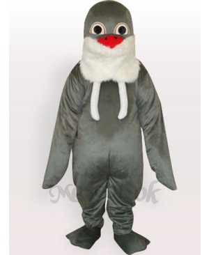 Grey Walrus with White Beard and Red Nose Adult Mascot Funny Costume