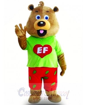 Fancy Cute Green Coat Bear Mascot Costume