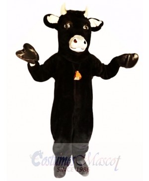 Black Furry Bull Mascot Costume