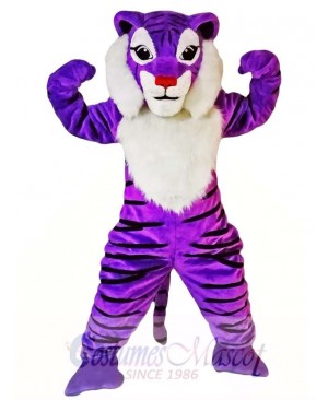 Purple Tiger Mascot Costume