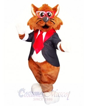 High Quality Cat Mascot Costume with Red Glasses