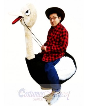 Riding an Ostrich Man Mascot Costume  