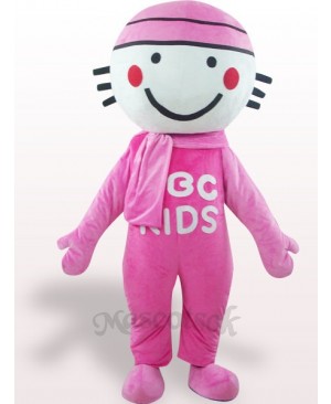 Pink Round Head Doll Plush Adult Mascot Costume