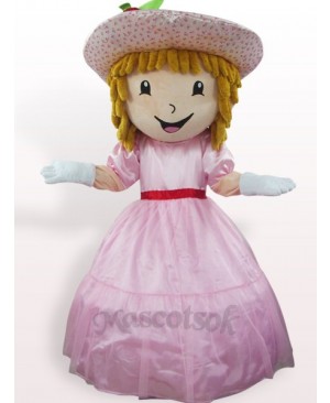 Pink Strawberry Shortcake Girl Plush Adult Mascot Costume