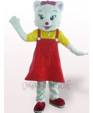 Red Female Cat Plush Adult Mascot Costume