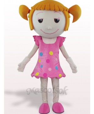 Solid Hair Girl Plush Adult Mascot Costume