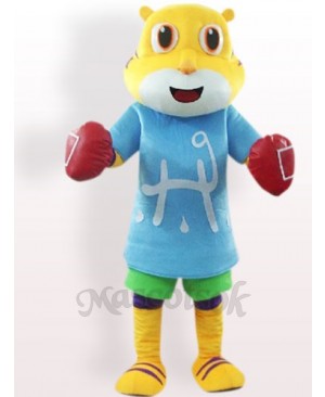 Tiger In Blue Clothes Plush Adult Mascot Costume