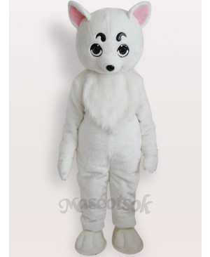 White Dog Short Plush Adult Mascot Costume