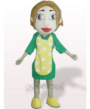 Woman With Yellow Apron Plush Adult Mascot Costume